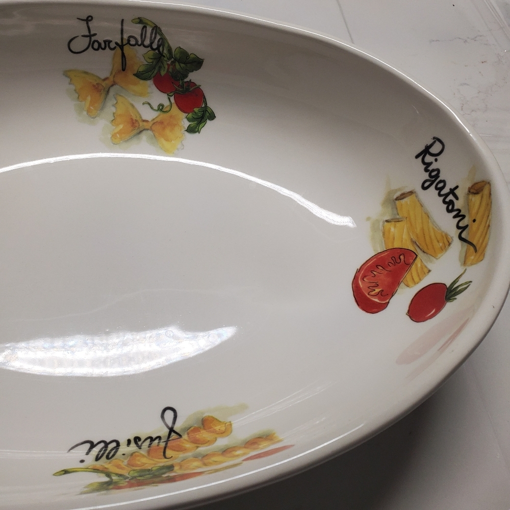 EFFETTI Italy Pasta LG Serving Bowl Oval 14"x 10"Fusilli Farfalle Penne Rigatoni